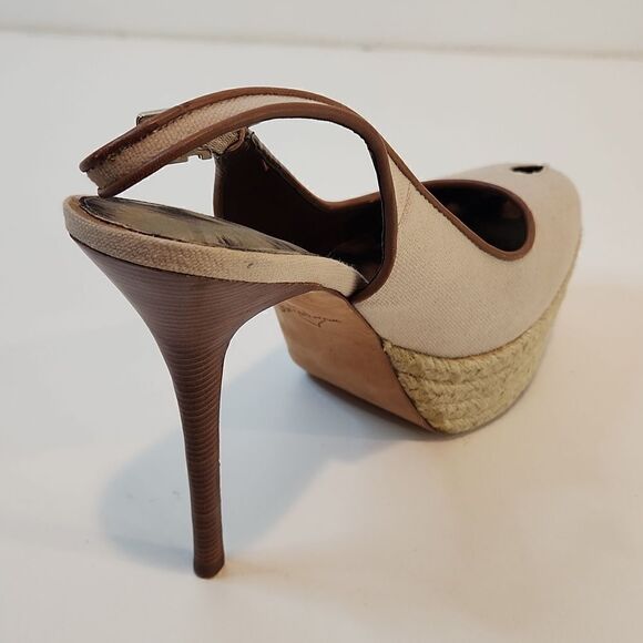 Sam Edelman Novato Slingback Heel Pumps Canvas Sand Jute Wrapped Women Sz 8.5M - Picture 8 of 15
